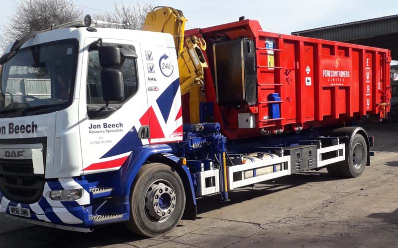 Fire Containers ltd - Electric vehicle recovery unit with Jon Beech recovery specialist Fire Containers ltd - Electric vehicle recovery unit with Jon Beech recovery specialist